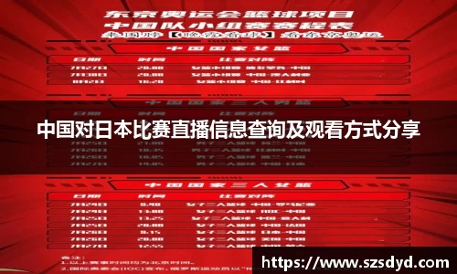 中国对日本比赛直播信息查询及观看方式分享